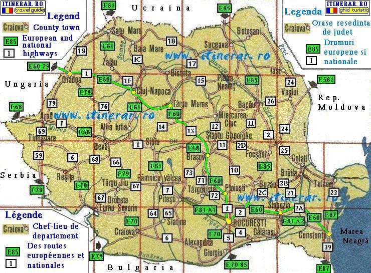 Itinerar, harta - drum national DN 10 Buzau-Brasov